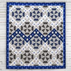 Thin Blue Line Chevron Vintage Blanket  Quilt and Home Decor