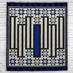 Thin Blue Line Police Badge Blanket  Quilt and Home Decor