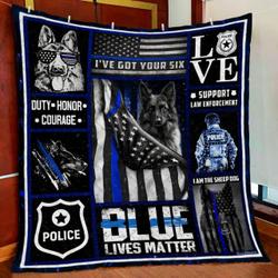 Thin Blue Line - Police Dog Quilt Blanket and Home Decor
