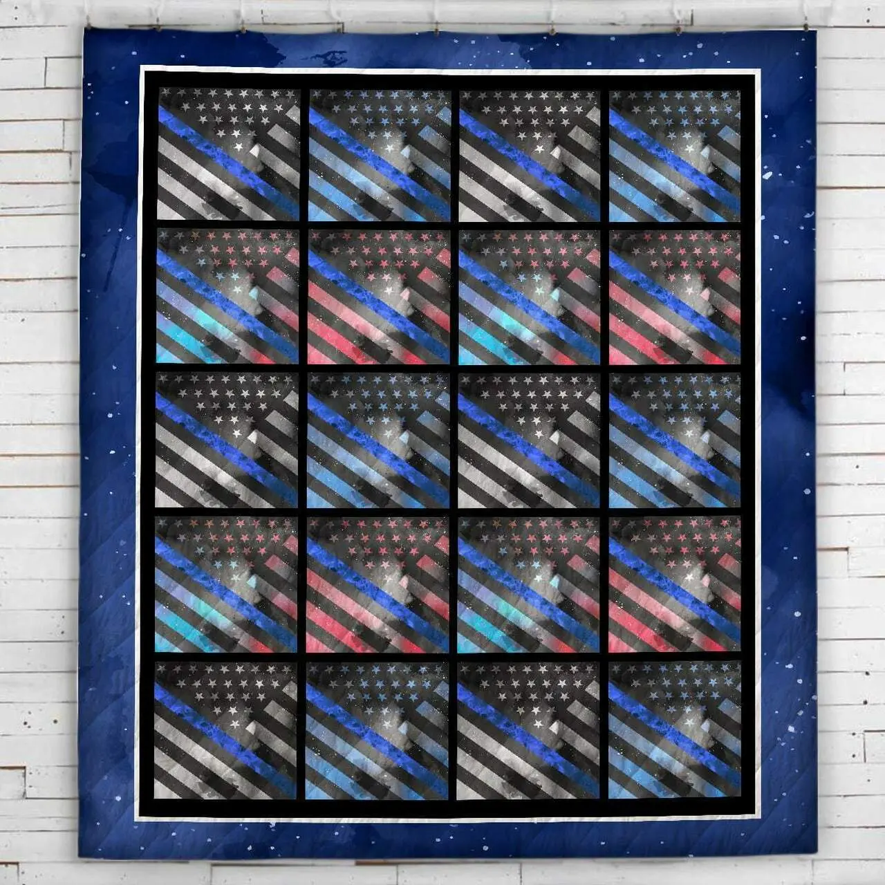Thin Blue Line Police Flag Blanket Quilt and Home Decor