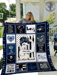 Thin Blue Line Police Mom Beautiful Quilt  Quilt and Home Decor