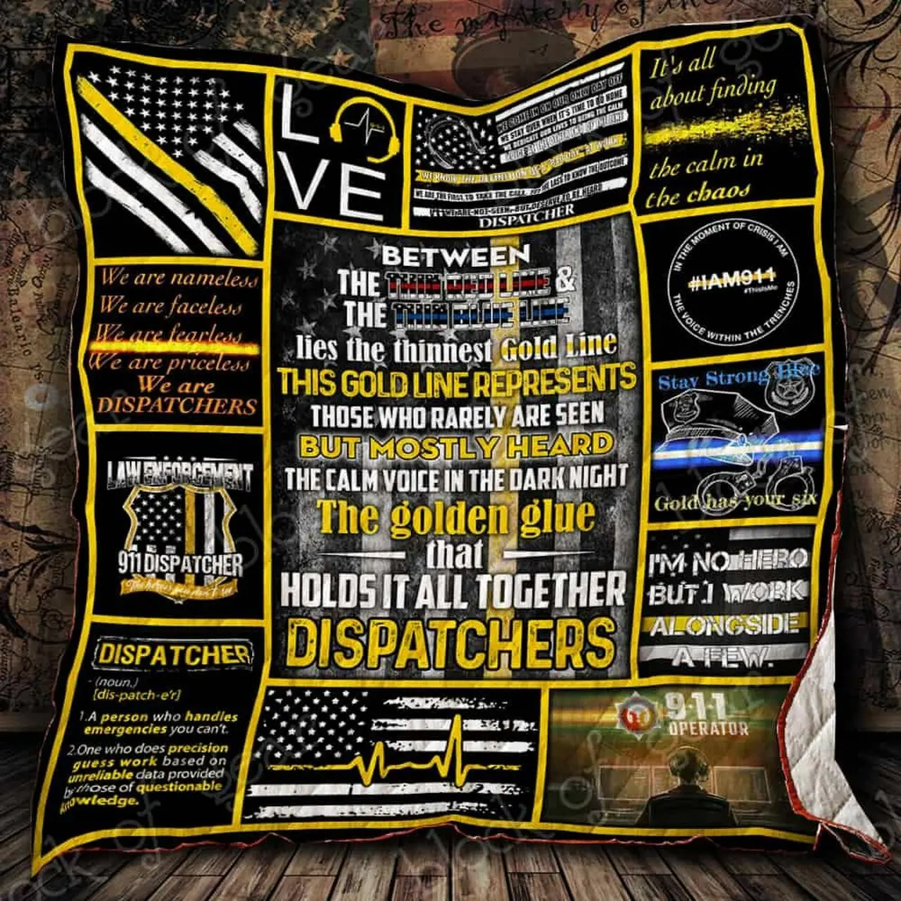 Thin Gold Line Dispatchers Cl2100509Mdq Quilt Blanket and Home Decor