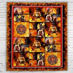 Thin Red Line Firefighter Blanket  Quilt and Home Decor