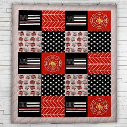 Thin Red Line Firefighters Blanket  Quilt and Home Decor