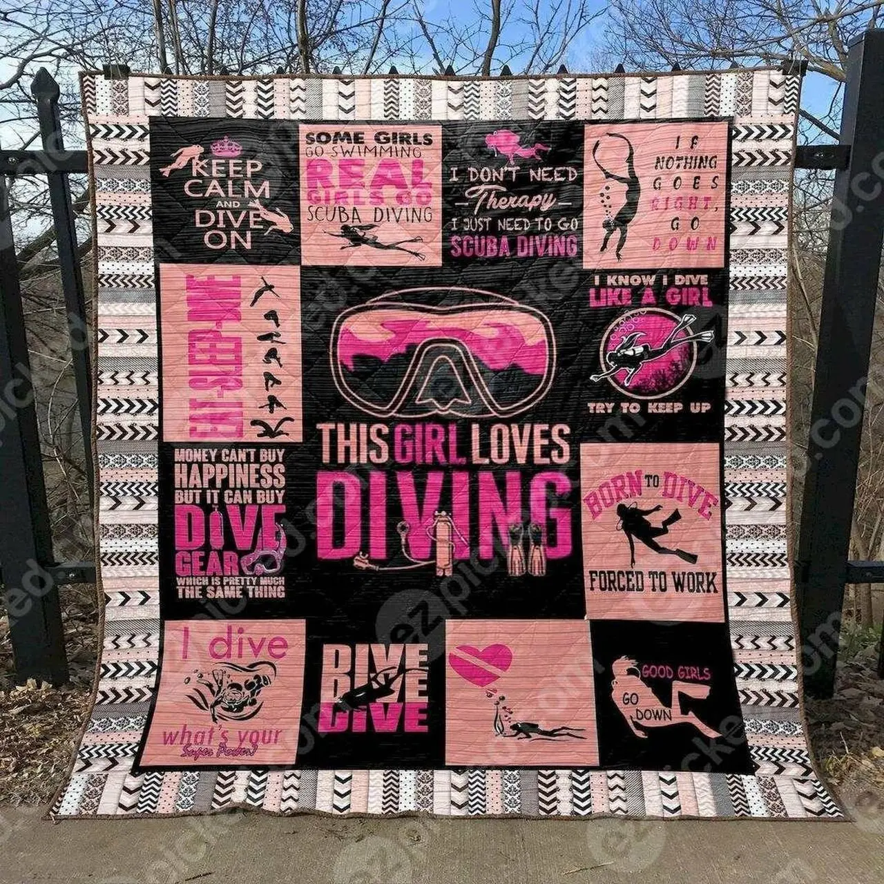 This Girl Love Diving Clt150667 Quilt Blanket and Home Decor