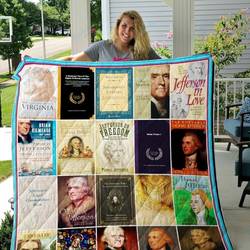 Thomas Jefferson Books Quilt Blanket and Home Decor