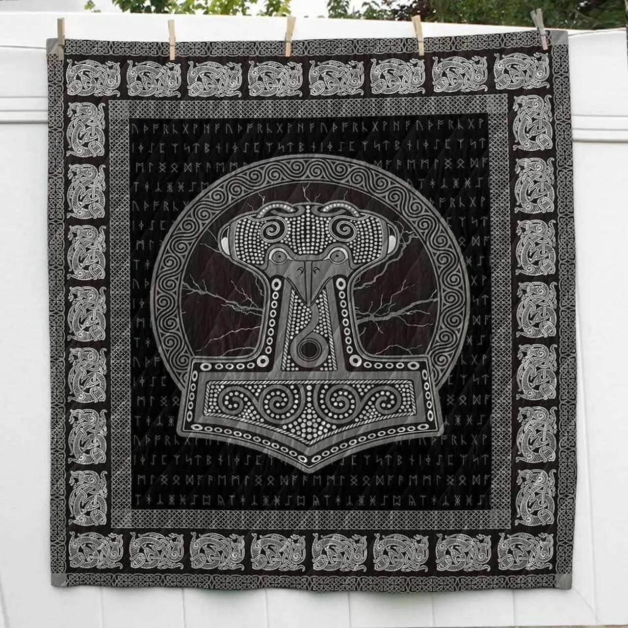 Thor Hammer Mjolnir Viking Cl2100514Mdq Quilt Blanket and Home Decor