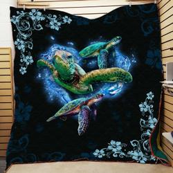 Three Turtles Quilt All Over Printed and Home Decor