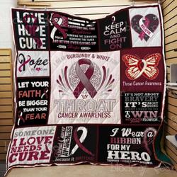 Throat Cancer Awareness Hur Quilt Bevrhg and Home Decor