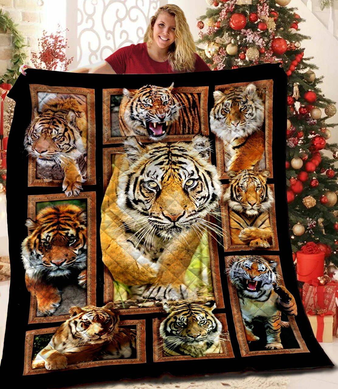 Tiger Quilt Blanket and Home Decor