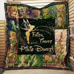 Tinker Bell Peter Pan Quilt Blanket All You Need Is Faith Trust And Fairy Dust Quilt Blanket Fairy01  Quilt and Home Decor