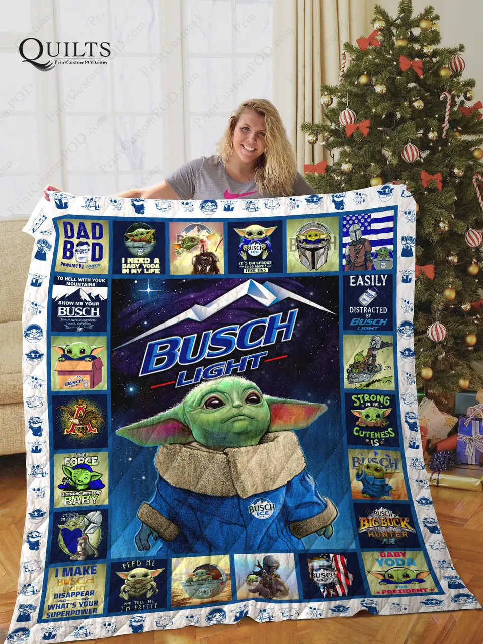 Tlmus Baby Yoda Busch Quilt Blanket and Home Decor