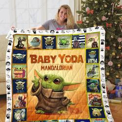 Tlmus  Baby Yoda Quilt Blanket Ver 5 and Home Decor
