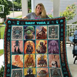 Tlmus  Baby Yoda Quilt Blanket Ver 7 and Home Decor