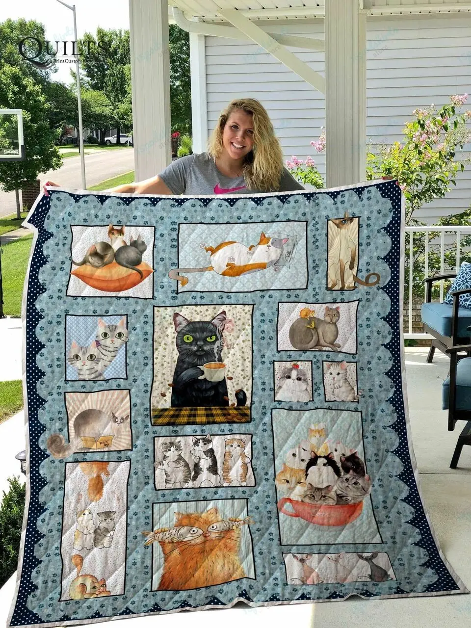 Tlmus Cat Cute Quilt Blanket Ver 2 and Home Decor