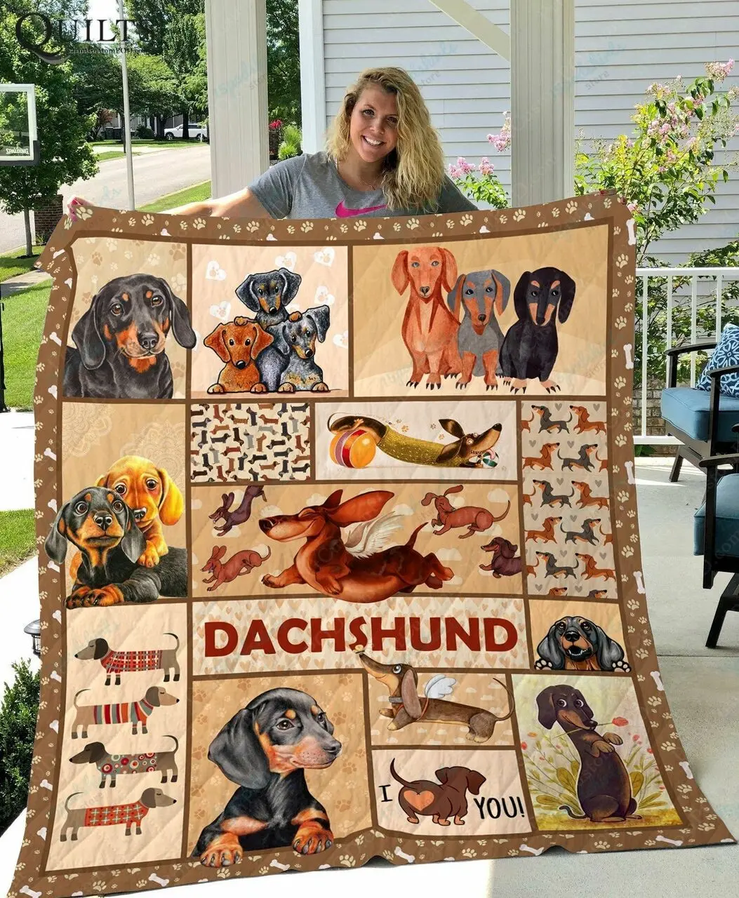 Tlmus Dachshund Cartoon Quilt Blanket Ver 1 and Home Decor
