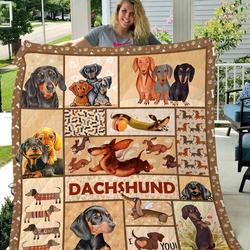 Tlmus Dachshund Cartoon Quilt Blanket Ver 1 and Home Decor