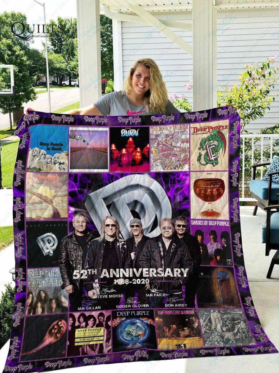 Tlmus Deep Purple Quilt Blanket and Home Decor