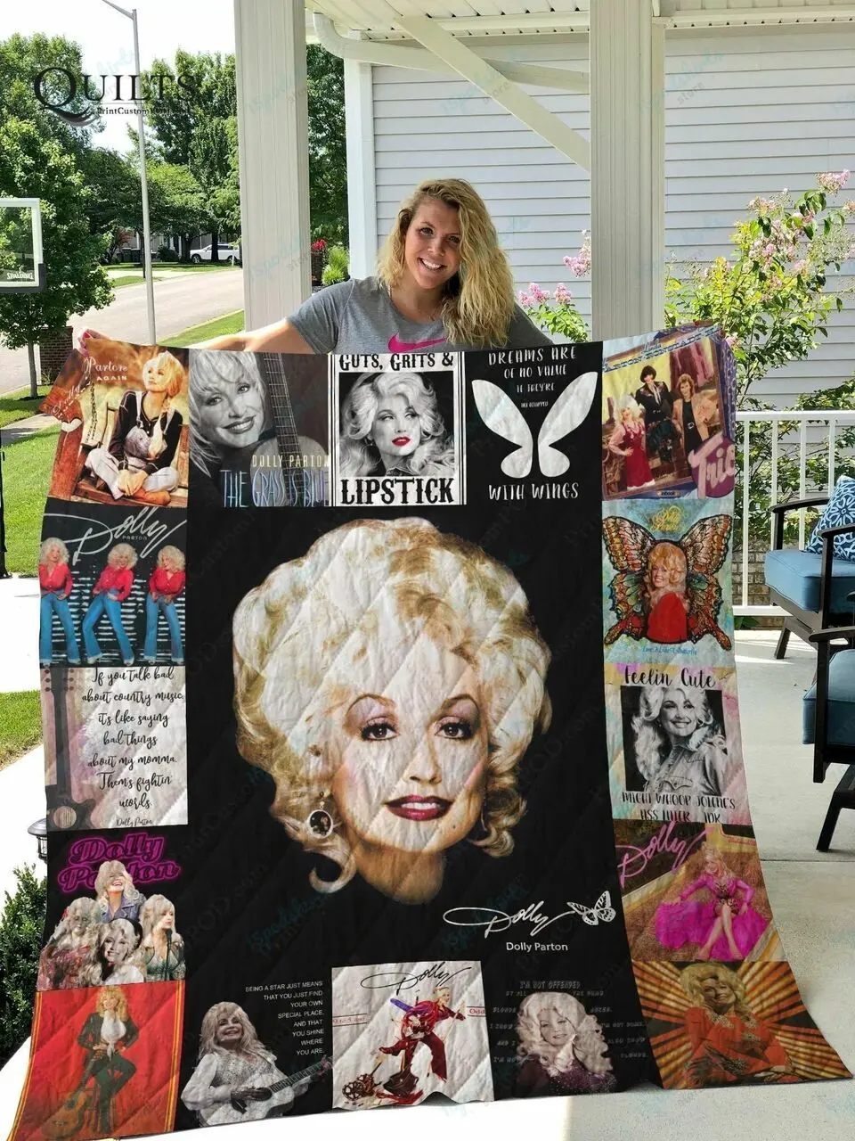 Tlmus Dolly Parton Quilt Blanket and Home Decor