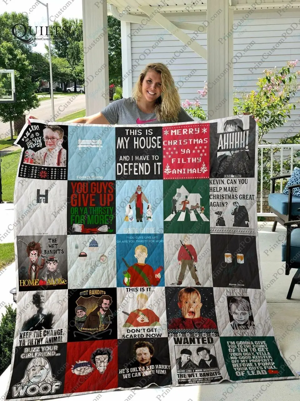 Tlmus Home Alone T Shirt Quilt Blanket and Home Decor