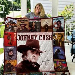 Tlmus Johnny Cash Quilt Blanket Ver 2 and Home Decor