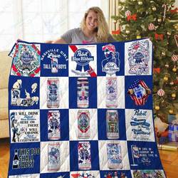 Tlmus Pabst Blue Ribbon Quilt Blanket and Home Decor