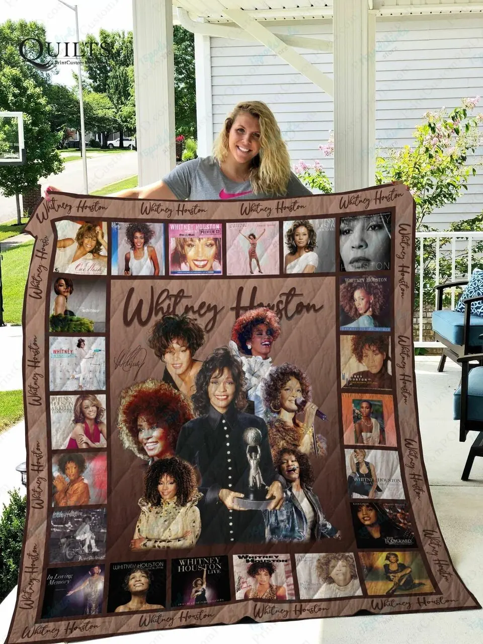 Tlmus Whitney Houston Quilt Blanket and Home Decor