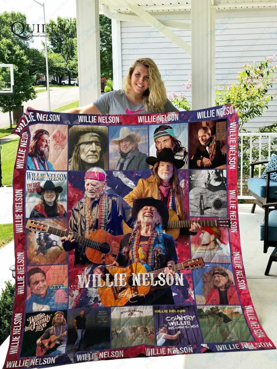 Tlmus Willie Nelson Quilt Blanket and Home Decor