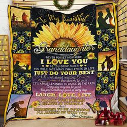 To My Beautiful Granddaughter Sunflower Cl22100514Mdq Quilt Blanket and Home Decor