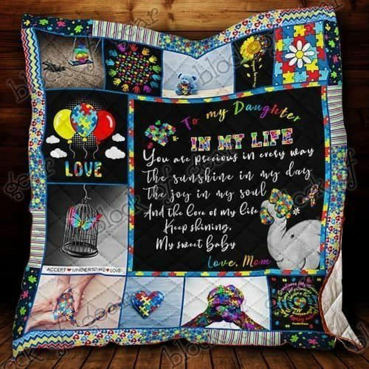 To My Daughter, Autism Awarenes Hur Quilt ss and Home Decor