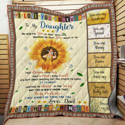 To My Daughter Dad Quilt Blanket and Home Decor