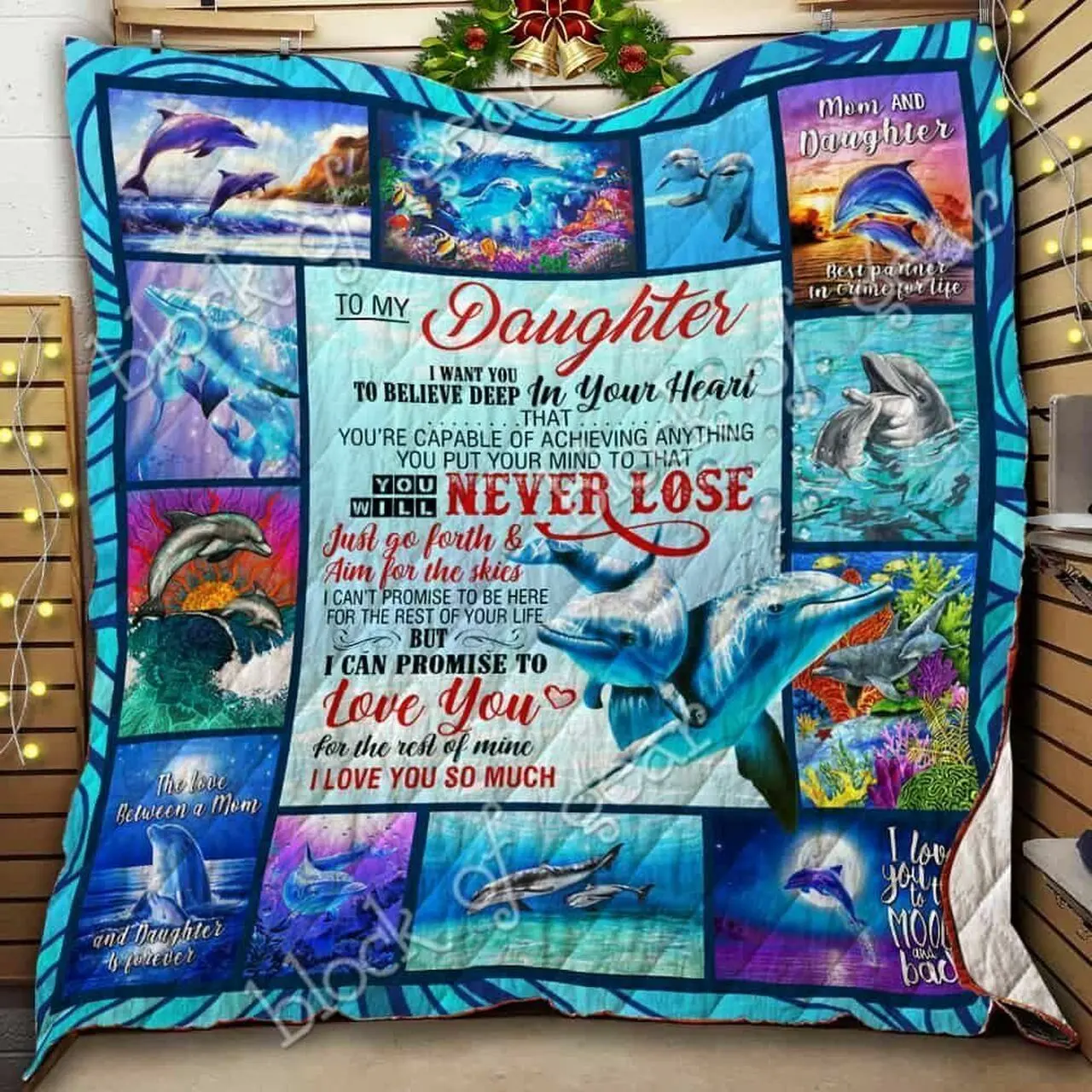 To My Daughter, Dolphin Quilt Blanket and Home Decor