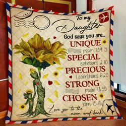 To My Daughter, God Says You Are Quilt Blanket and Home Decor