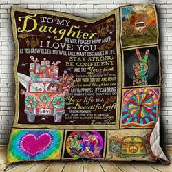 To My Daughter Hippie Style Cl18100715Mdq Quilt Blanket and Home Decor