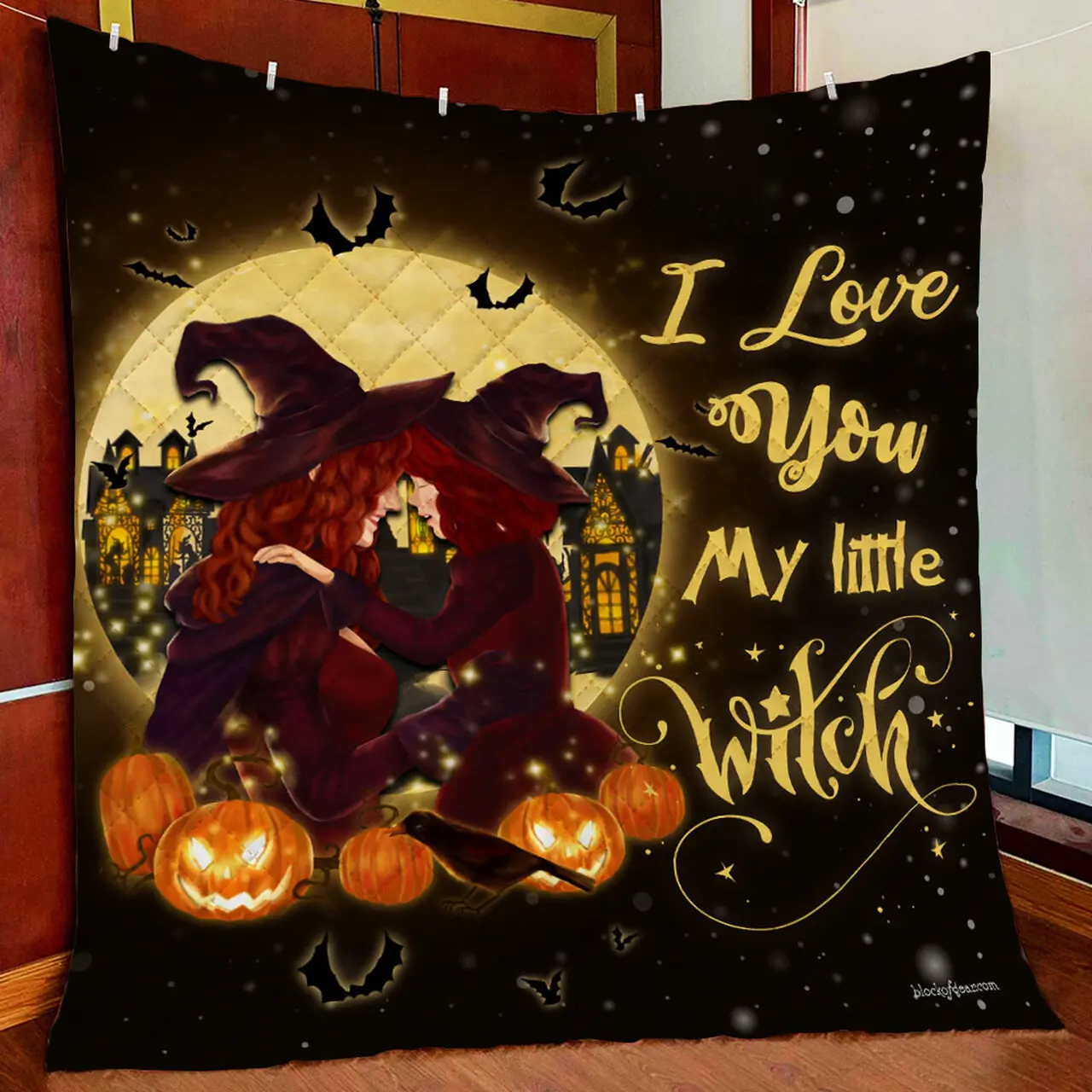 To My Daughter, I Love You My Little Witch Quilt Blanket and Home Decor