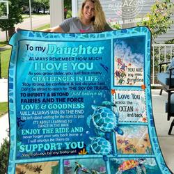 To My Daughter I Will Always Be There To Support You Turtle Quilt Bt and Home Decor