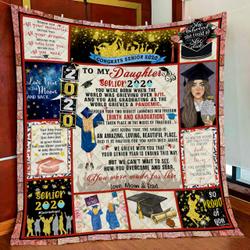To My Daughter, Love Mom And Dad Senior 2020 Quilt Blanket and Home Decor