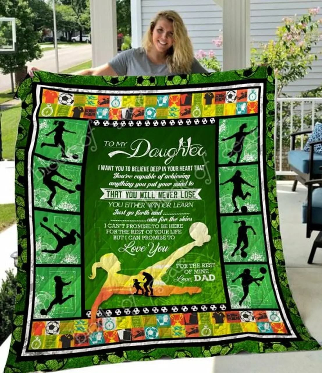 To My Daughter, Soccer Quilt Thh911 Quilt and Home Decor