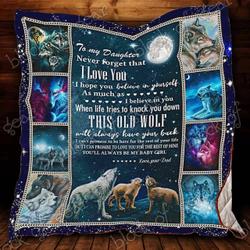 To My Daughter Wolf Cl18100718Mdq Quilt Blanket and Home Decor