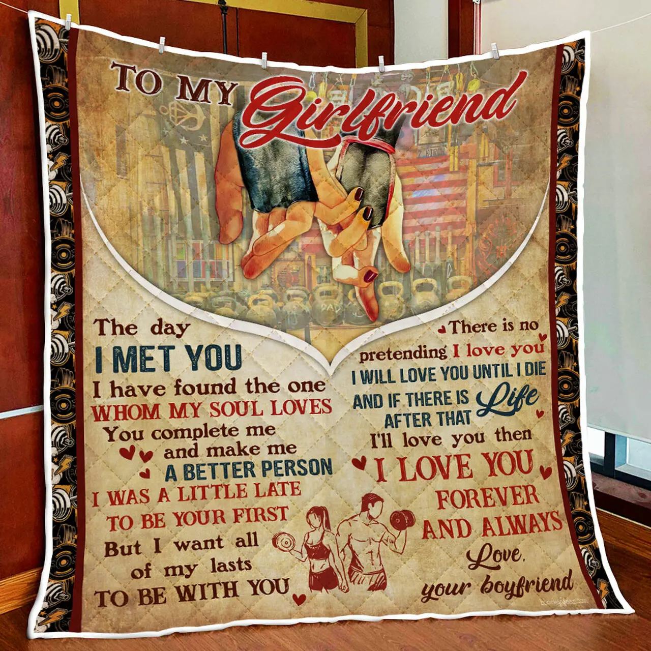 To My Girlfriend Fitness Quilt Blanket and Home Decor