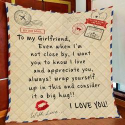 To My Girlfriend, Love Letter Quilt Blanket and Home Decor
