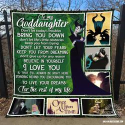 To My God Daughter I Will Always Be There To Support You Maleficent Quilt Ko and Home Decor