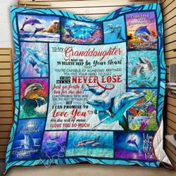 To My Granddaughter Dolphin Cl18100736Mdq Quilt Blanket and Home Decor