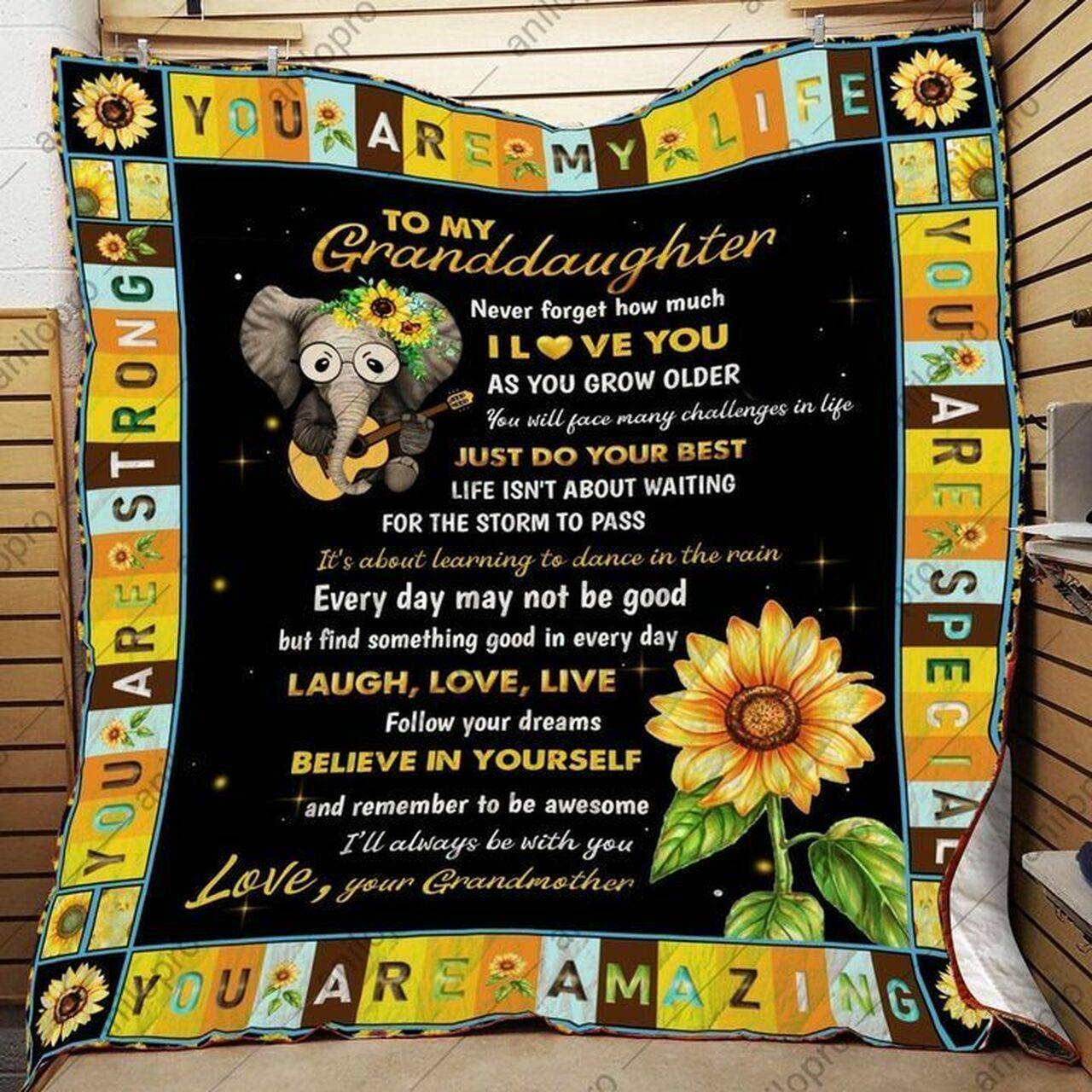To My Granddaughter Elephant Dtc2410244 Quilt Blanket and Home Decor