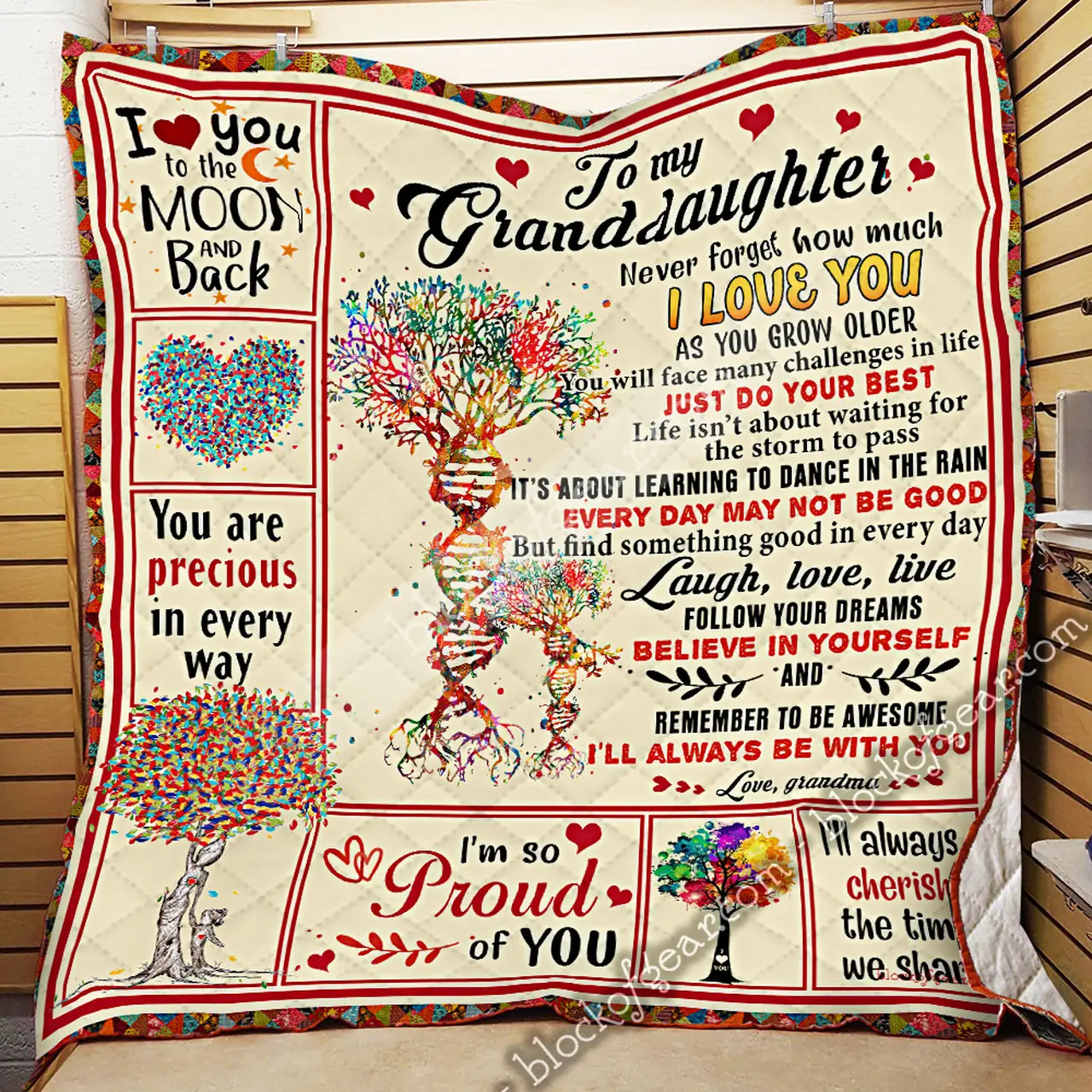 To My Granddaughter, Love Grandma Quilt Blanket Thn1894 and Home Decor