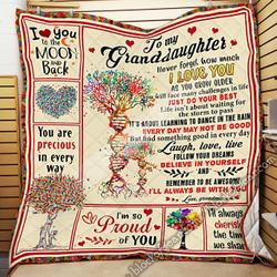 To My Granddaughter, Love Grandma Quilt Blanket Thn1894 and Home Decor