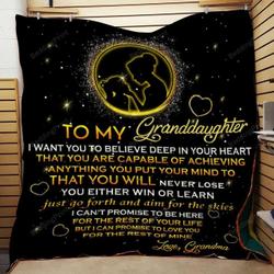 To My Granddaughter  Never Lose Quilt Blanket and Home Decor