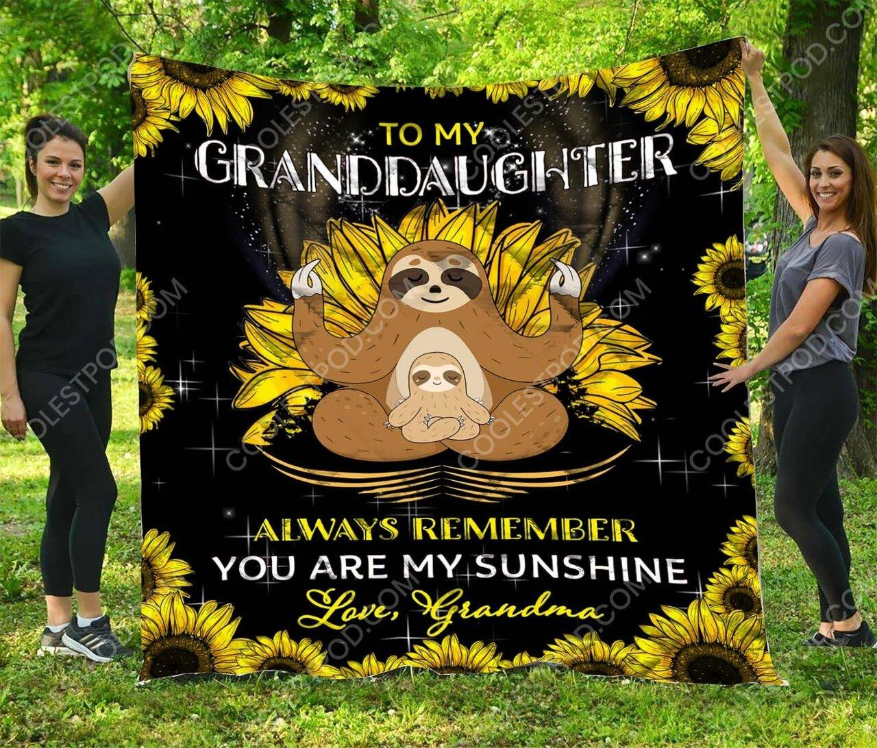 To My Granddaughter Sloth Quilt Blanket and Home Decor