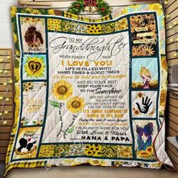 To My Granddaughter, Sunflower Hur Quilt Cysiys and Home Decor