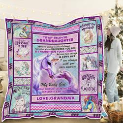 To My Granddaughter, Unicorn Magic, Love Grandma Quilt Blanket and Home Decor